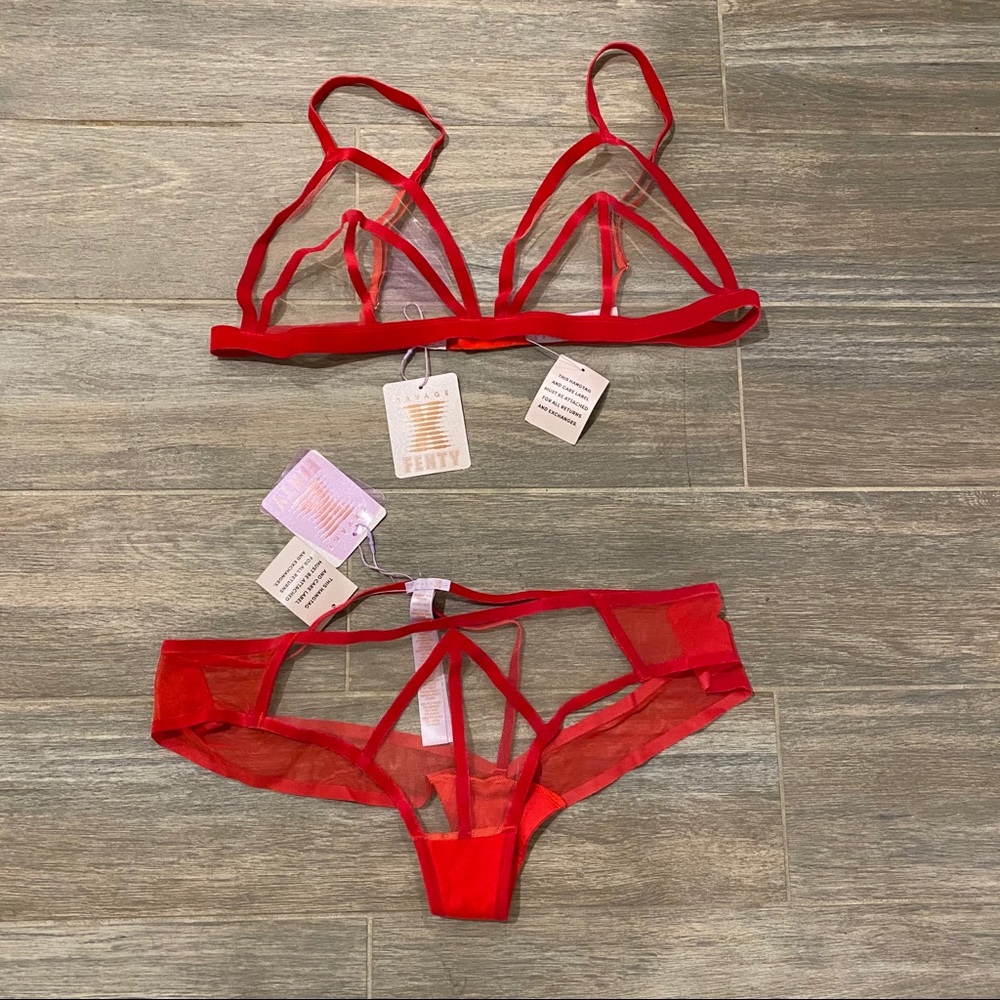 Savage X Fenty Red top and bottom lingerie